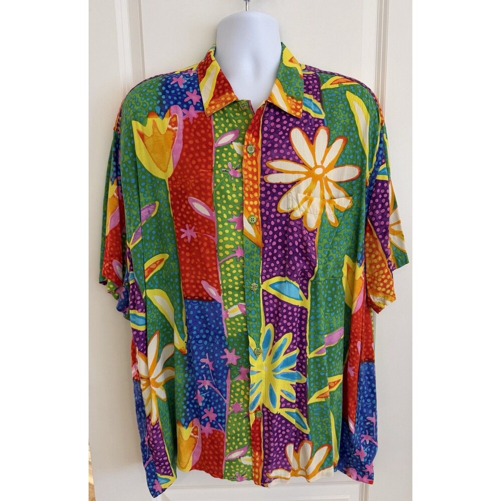 Jams World Men's Hawaiian Aloha Short Sleeve Shirt, XL, “Freckle”, EUC